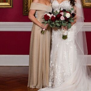 Elegant Gold Off-Shoulder Gown- Windsor